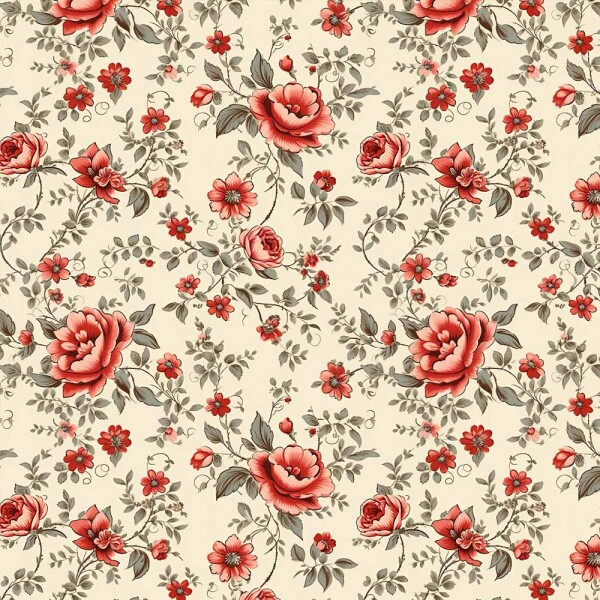 AG26 - TRICOL. COLEÇÃO FLORAL BRICK  - FLORAL MENOR - 100% ALGODÃO A4932-001