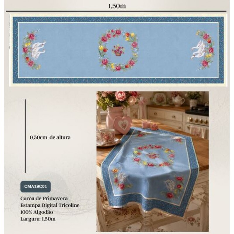 TRICOL. COLEÇÃO BAUER POR CHEILA MACIEL - PAINEL FLORAL COM GUIRLANDAS - 100% ALGODÃO