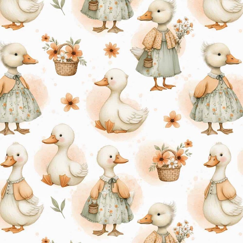 JL26 - TRICOL. COLEÇÃO CUTE ORANGE - PATOS - 100 % ALGODÃO A5084-001