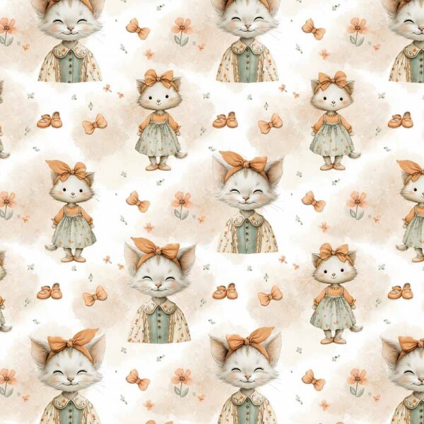 JL26 - TRICOL. COLEÇÃO CUTE ORANGE - GATOS - 100 % ALGODÃO A5083-001
