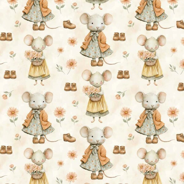 JL26 - TRICOL. COLEÇÃO CUTE ORANGE - RATOS - 100 % ALGODÃO A5082-001