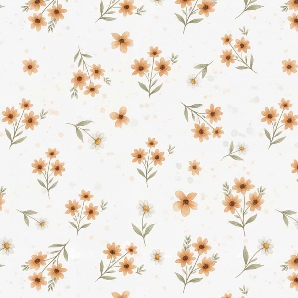 JL26 - TRICOL. COLEÇÃO CUTE ORANGE - FLORAL MIUDO - 100 % ALGODÃO A5088-001
