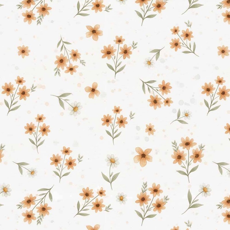 JL26 - TRICOL. COLEÇÃO CUTE ORANGE - FLORAL MIUDO - 100 % ALGODÃO A5088-001