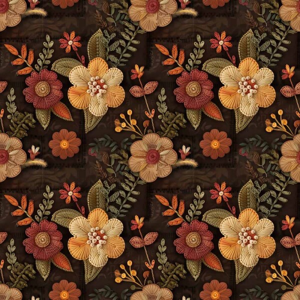 JL26 - TRICOL. COLEÇÃO FOXY - FLORAL FUNDO ESCURO - 100% ALGODÃO A5307-001