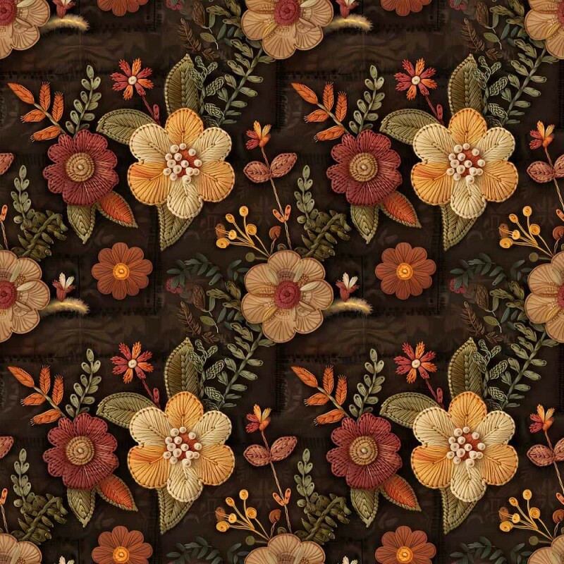 JL26 - TRICOL. COLEÇÃO FOXY - FLORAL FUNDO ESCURO - 100% ALGODÃO A5307-001