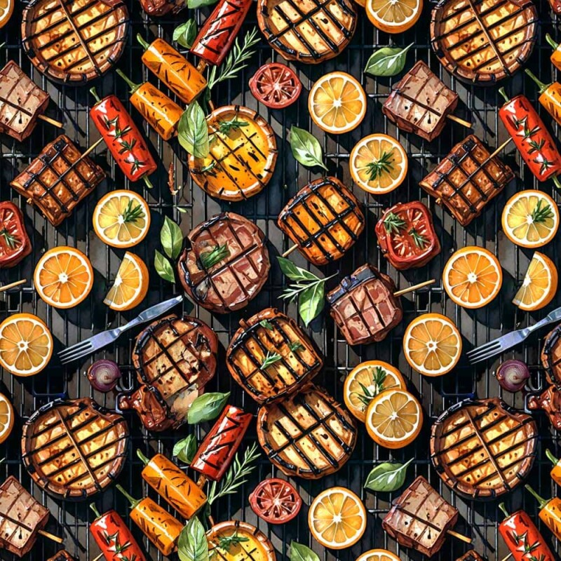 JL26 - TRICOL. COLEÇÃO CHURRASCO - CHURRASCO DE LEGUMES - 100% ALGODÃO A6225-001
