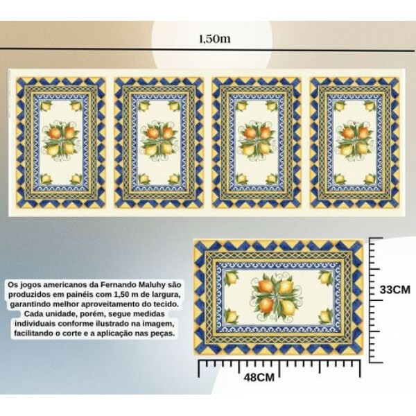 JL26 - TRICOL. COLEÇÃO ITALIAN TILE - JOGO AMERICANO - 100% ALGODÃO A6678-001