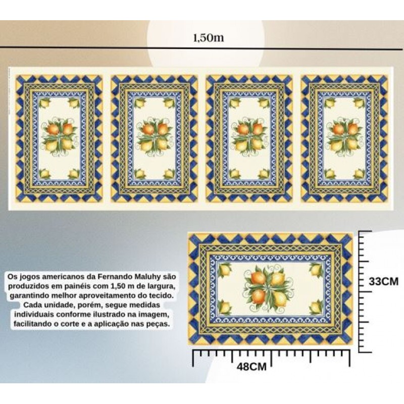 JL26 - TRICOL. COLEÇÃO ITALIAN TILE - JOGO AMERICANO - 100% ALGODÃO A6678-001