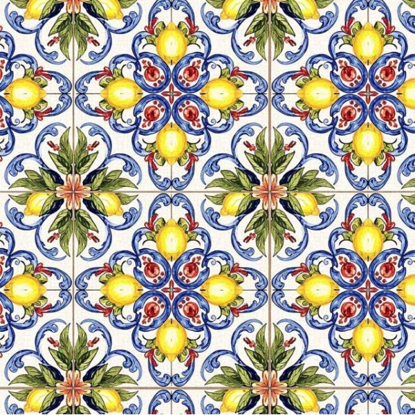 JL26 - TRICOL. COLEÇÃO ITALIAN TILE - AZULEIJO DE LIMÃO - 100% ALGODÃO A6682-001