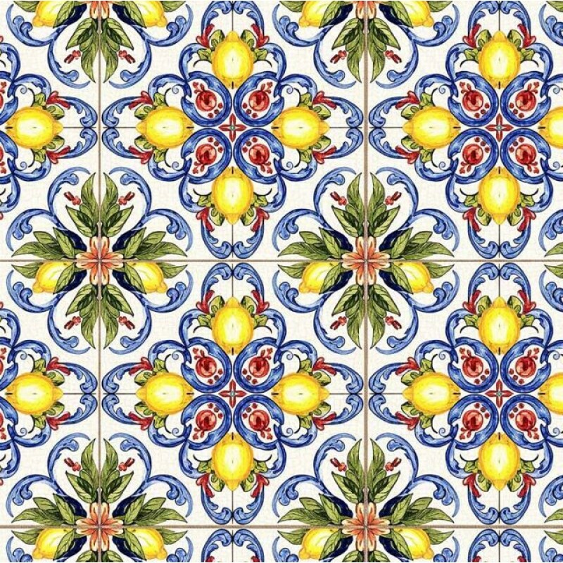 JL26 - TRICOL. COLEÇÃO ITALIAN TILE - AZULEIJO DE LIMÃO - 100% ALGODÃO A6682-001