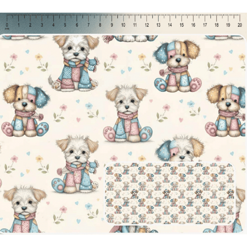 JN26 - TRICOL. COLEÇÃO FOFURA PASTEL - CACHORROS - 100% ALGODÃO A4009-001