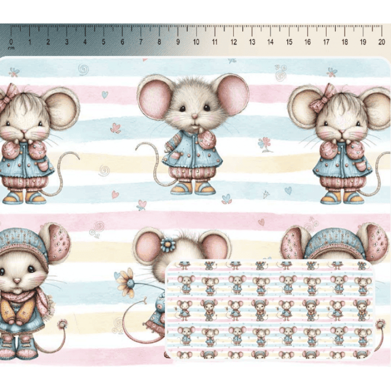 JN26 - TRICOL. COLEÇÃO FOFURA PASTEL - RATINHOS - 100% ALGODÃO A4007-001