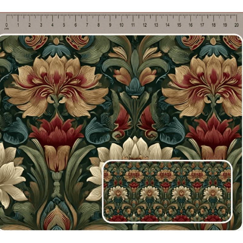 JN26 - TRICOL. COLEÇÃO ARABESCO - FLORAL VERDE I - 100% ALGODÃO A4016-001