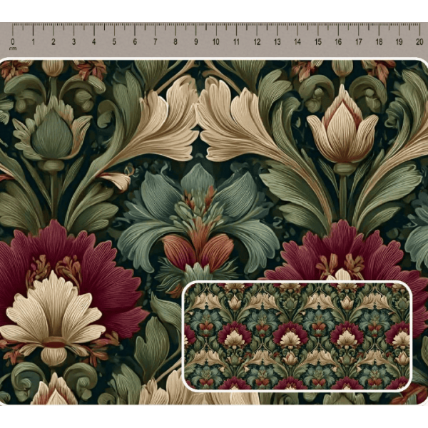 JN26 - TRICOL. COLEÇÃO ARABESCO - FLORAL VERDE II - 100% ALGODÃO A4015-001