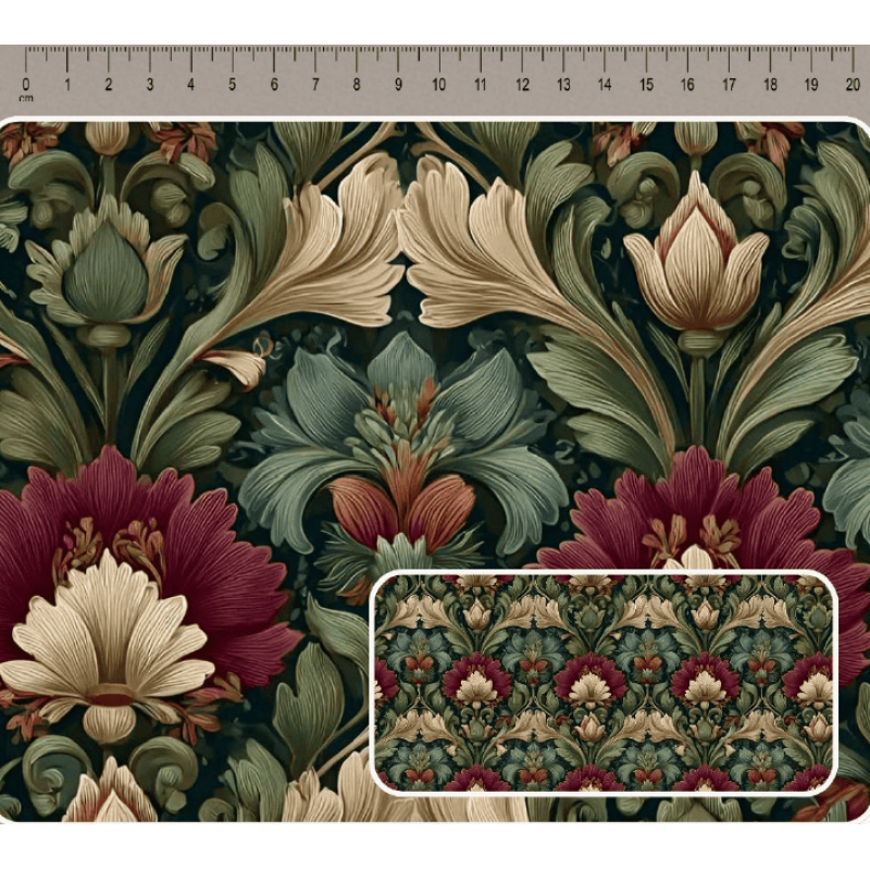 JN26 - TRICOL. COLEÇÃO ARABESCO - FLORAL VERDE II - 100% ALGODÃO A4015-001