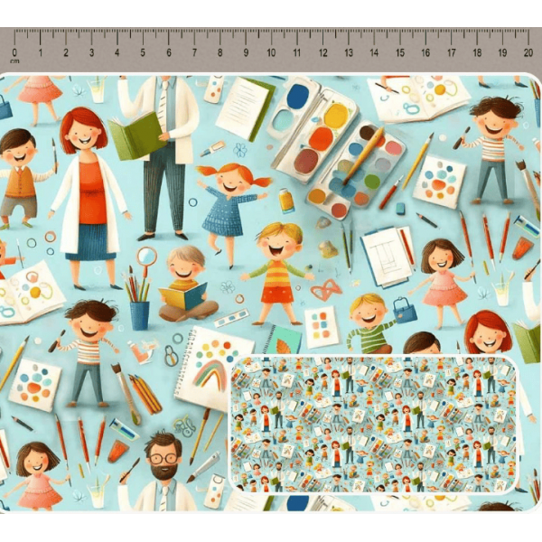 JN26 - TRICOL. COLEÇÃO PROFISSÕES - PROFESSOR E AQUARELA - 100% ALGODÃO A4091-001