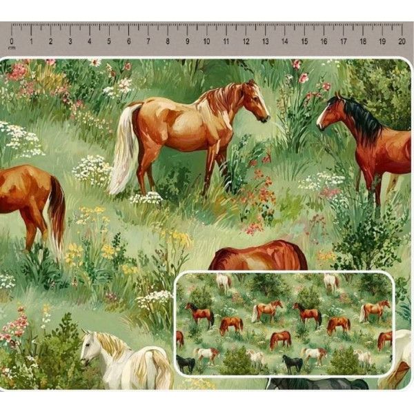 JN26 - TRICOL. COLEÇÃO CAMPESTRE - CAVALOS - 100% ALGODÃO - A4370-001