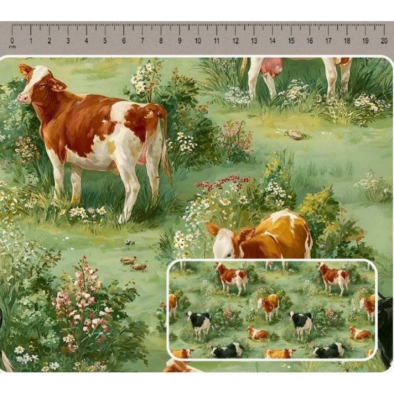 JN26 - TRICOL. COLEÇÃO CAMPESTRE - VACAS - 100% ALGODÃO A4369-001