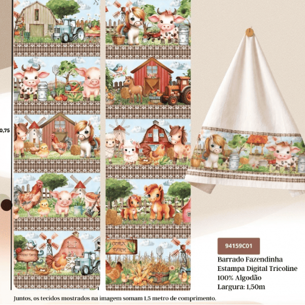 JN26 - TRICOL. COLEÇÃO BARRADOS - FAZENDINHA - 100% ALGODÃO A4599-001