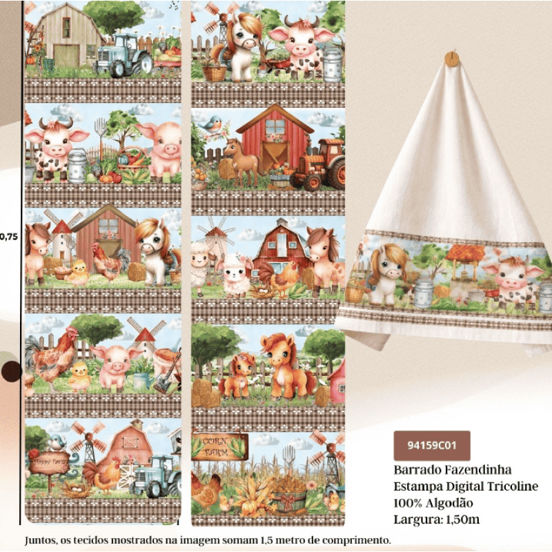 JN26 - TRICOL. COLEÇÃO BARRADOS - FAZENDINHA - 100% ALGODÃO A4599-001