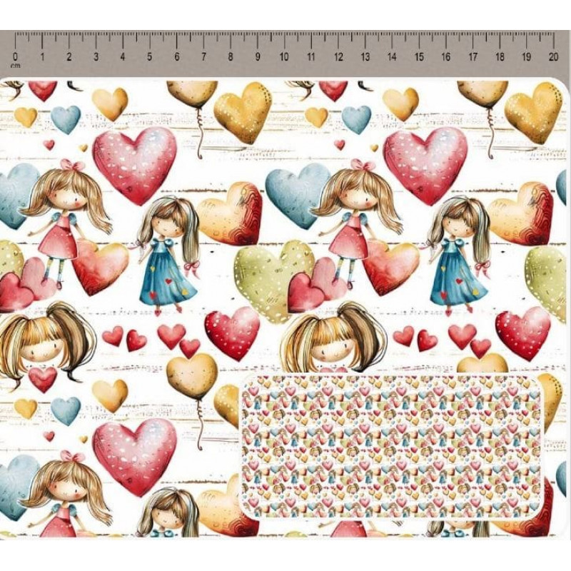 JN26 - TRICOL. COLEÇÃO HAPPINESS - MENINA E CORAÇÃO - 100% ALGODÃO A4702-001