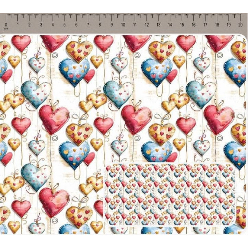 JN26 - TRICOL. COLEÇÃO HAPINESS - CORAÇÕES - 100% ALGODÃO A4703-001