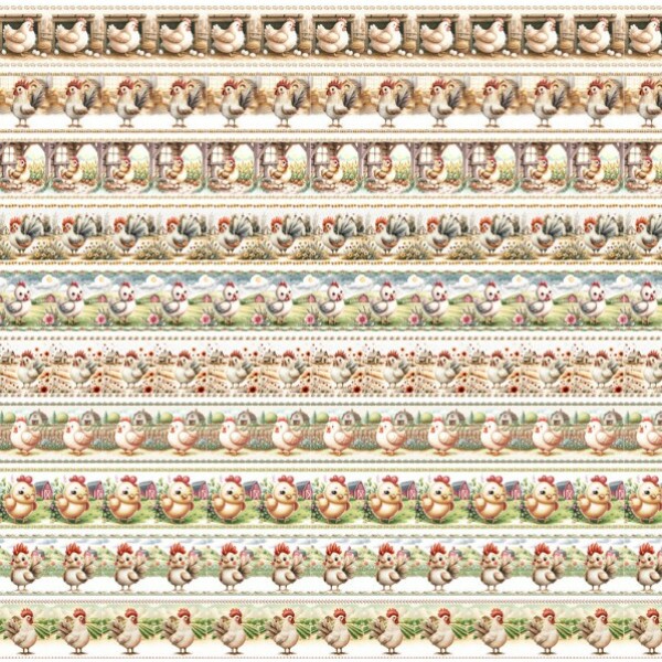 MI26 - TRICOL. COLEÇÃO BARRADOS - GALOS DIVERTIDOS - 100% ALGODÃO - A3342-001