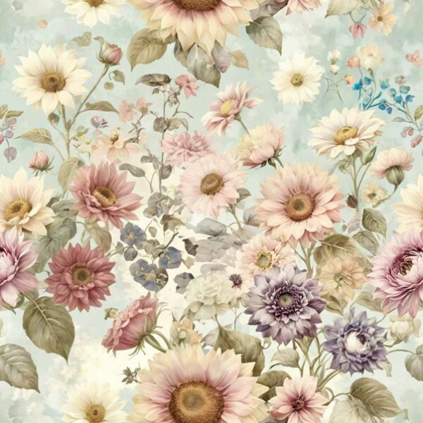 MI26 - TRICOL. COLEÇÃO VINTAGE BIRDS - MARGARIDAS E FLORES DO CAMPO - 100% ALGODÃO -A3335-001