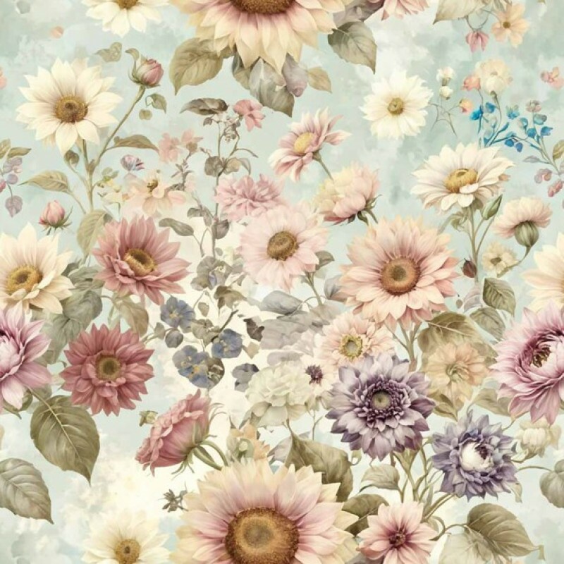 MI26 - TRICOL. COLEÇÃO VINTAGE BIRDS - MARGARIDAS E FLORES DO CAMPO - 100% ALGODÃO -A3335-001