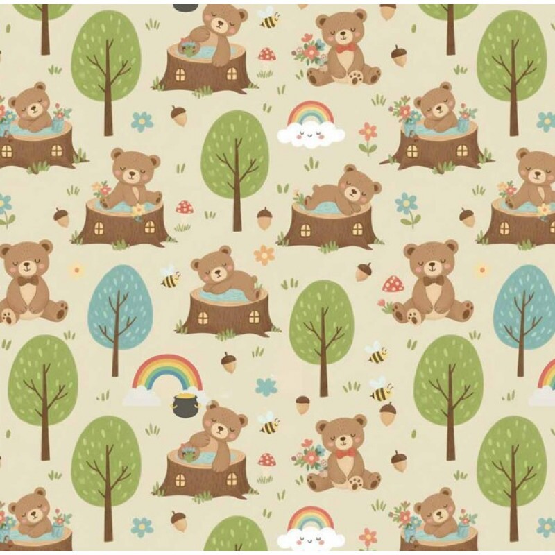 MI26 - TRICOL. COLEÇÃO FLORESTINHA - URSOS - 100% ALGODÃO A3532-001