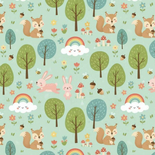 MI26 - TRICOL. COLEÇÃO FLORESTINHA - ESQUILOS E COELHOS - 100% ALGODÃO A3530-001