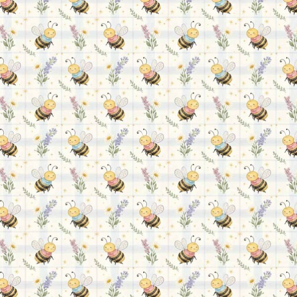 MI26 - TRICOL. COLEÇÃO LAVENDER BEE - ABELHAS MIUDAS - 100% ALGODÃO A3539-001