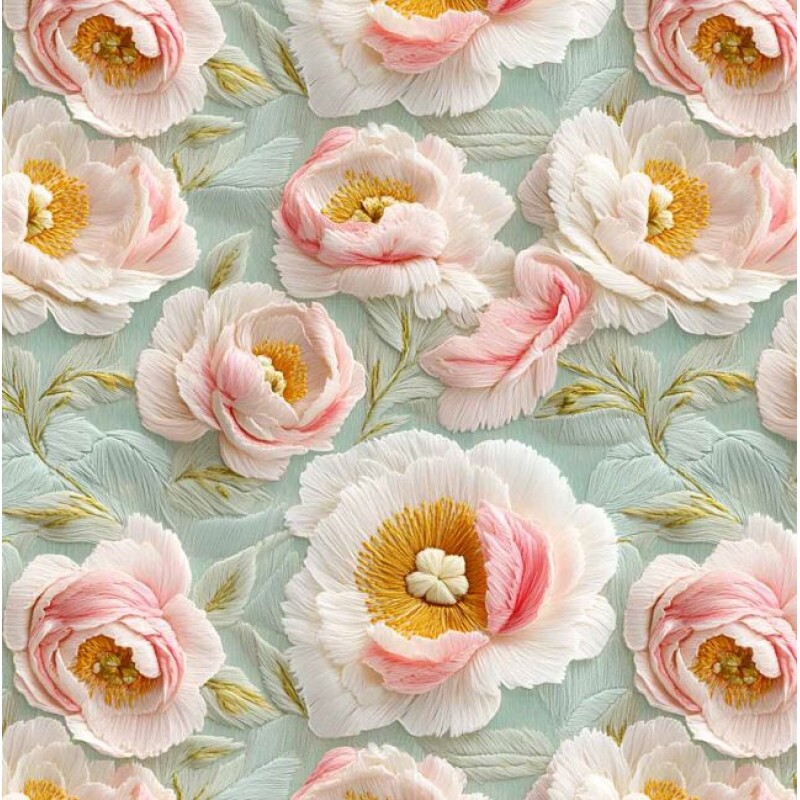 MI26 - TRICOL. COLEÇÃO PEONIES - FLOR GRANDE - 100% ALGODÃO A4021-001