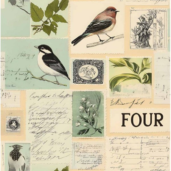 MI26 - TRICOL. COLEÇÃO PASSAROS E POESIA - PASSAROS PATCHWORK - 100% ALGODÃO