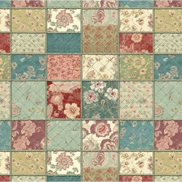 MI26 - TRICOL. COLEÇÃO PURO PATCH - PATCHWORK AZUL, ROSE - 100% ALGODÃO