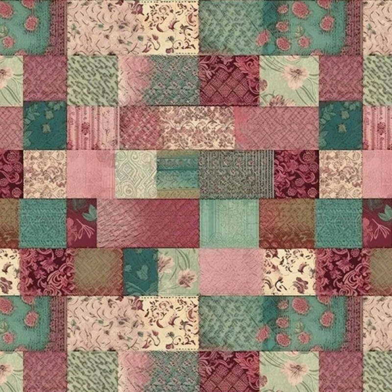 MI26 - TRICOL. COLEÇÃO PURO PATCH - PATCHWORK ROSA, VINHO, TURQUESA - 100% ALGODÃO