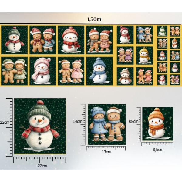NT26 - TRICOL. COLEÇÃO PAINEIS NATAL - BONECO DE NEVE - 100% ALGODÃO A4356-001
