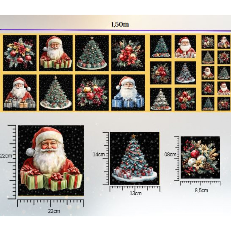 NT26 - TRICOL. COLEÇÃO PAINEIS NATAL - PAPAI NOEL E ARVORES - 100% ALGODÃO  A4355-001