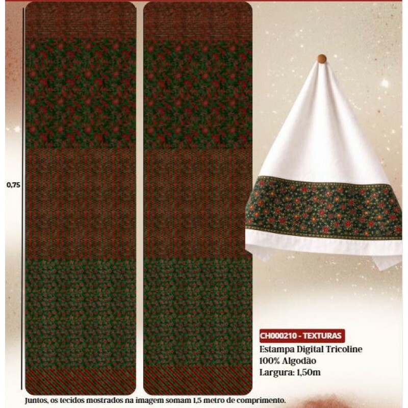 NT26 - TRICOL. COLEÇÃO BARRADOS NATAL - BARRADO TEXTURAS - 100% ALGODÃO A4456-001