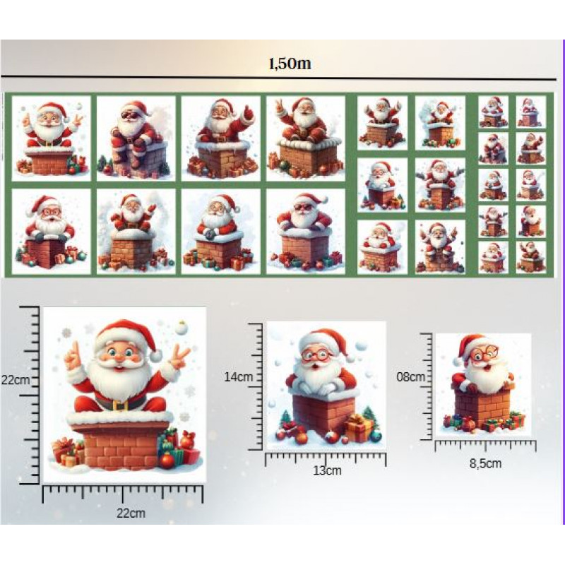 NT26 - TRICOL. COLEÇÃO PAINEIS NATAL - PAPAI NOEL NA CHAMINE - 100% ALGODÃO A4359-001