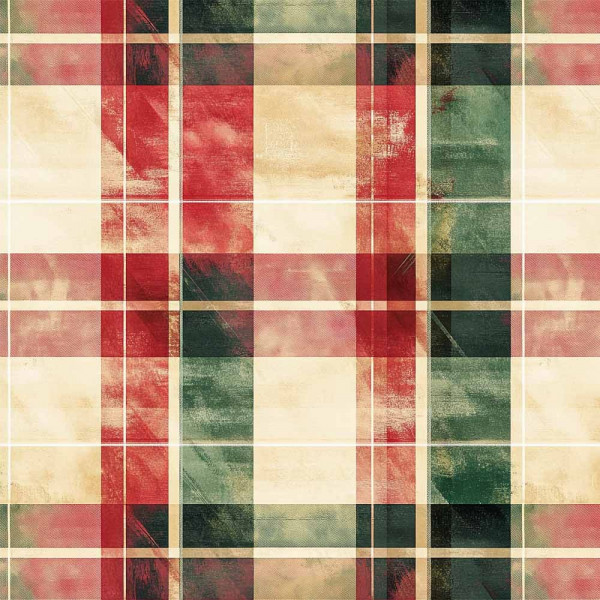 NT26 - TRICOL. COLEÇÃO XADREZ NATAL - XADREZ VERDE E VERMELHO FUNDO BEGE - 100% ALGODÃO A4362-001