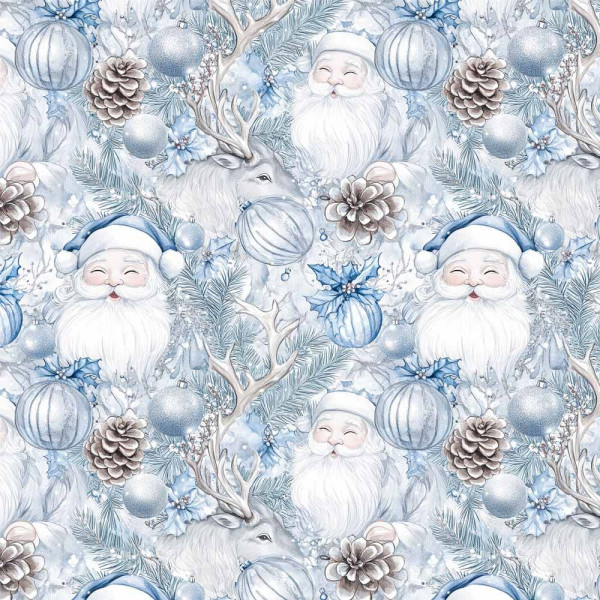 NT26 - TRICOL. COLEÇÃO BLUE XMAS - PAPAI NOEL - 100% ALGODÃO A4380-001