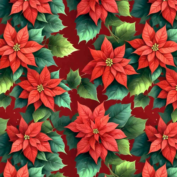 NT26 - TRICOL. COLEÇÃO HIBISCOS NATAL - HIBISCO COM FOLHAGEM E FUNDO VERMELHO - 100% ALGODÃO A4440-001