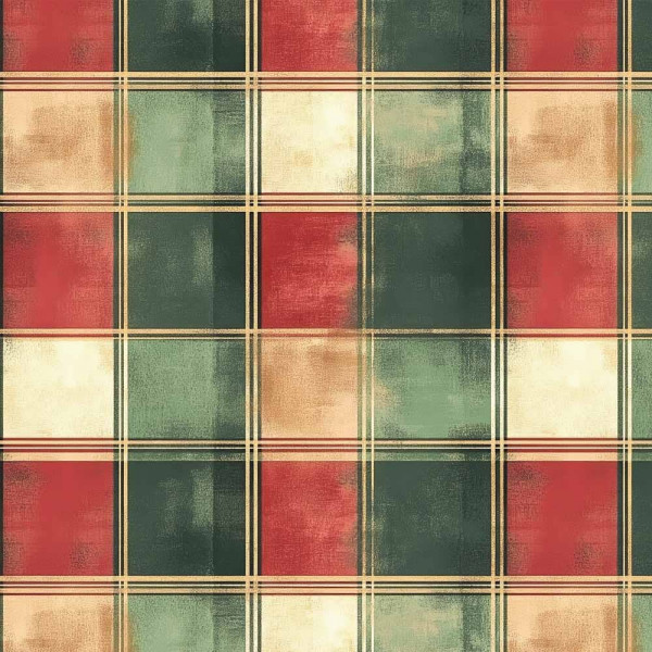 NT26 - TRICOL. COLEÇÃO XADREZ NATAL - XADREZ QUADRADO VERDE E VERMELHO-  100% ALGODÃO A4360-001