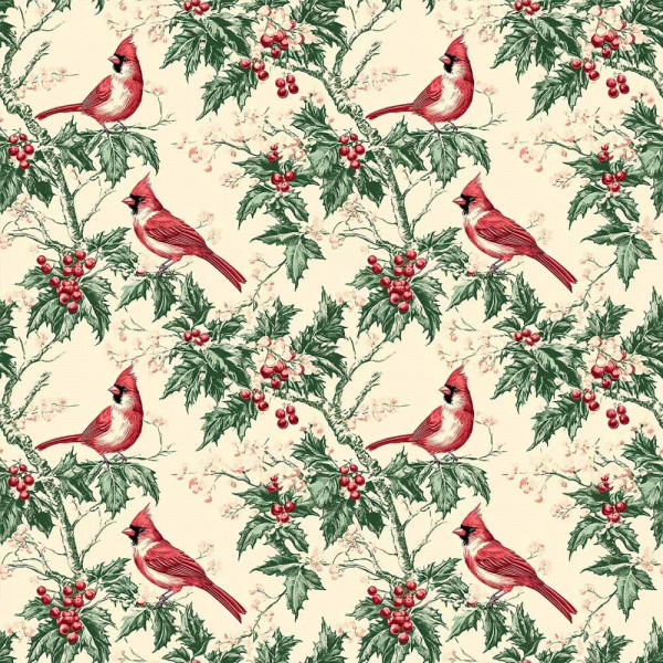 NT26 - TRICOL. COLEÇÃO NATAL MINI - PASSARINHO COM GALHOS - 100% ALGODÃO A4450-001