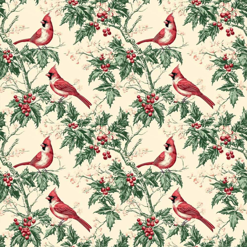 NT26 - TRICOL. COLEÇÃO NATAL MINI - PASSARINHO COM GALHOS - 100% ALGODÃO A4450-001