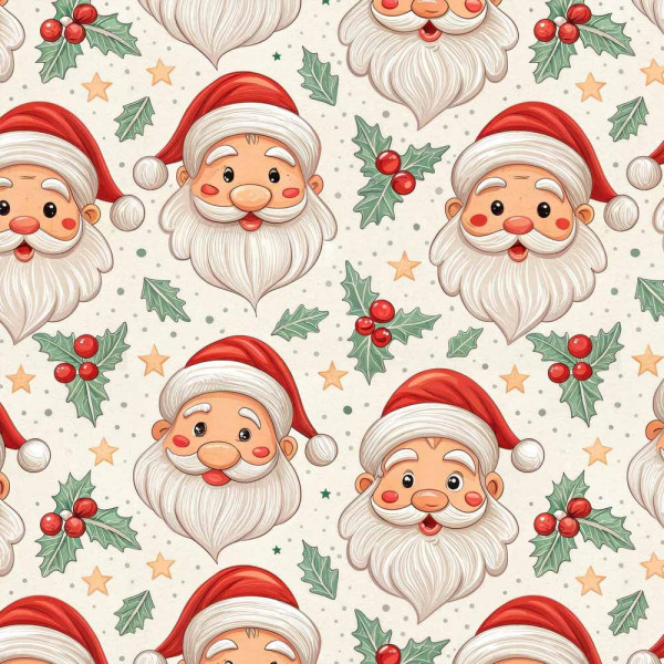 NT26 - TRICOL. COLEÇÃO CUTE XMAS - ROSTO PAPAI NOEL CARTOON - 100% ALGODÃO A4383-001