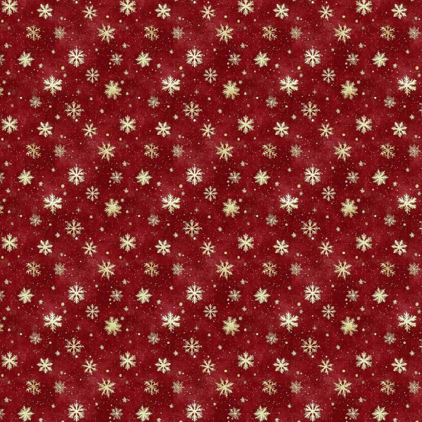 NT26 - TRICOL. COLEÇÃO NATAL CALICOS - FLOCOS FUNDO VERMELHO - 100% ALGODÃO A4463-001