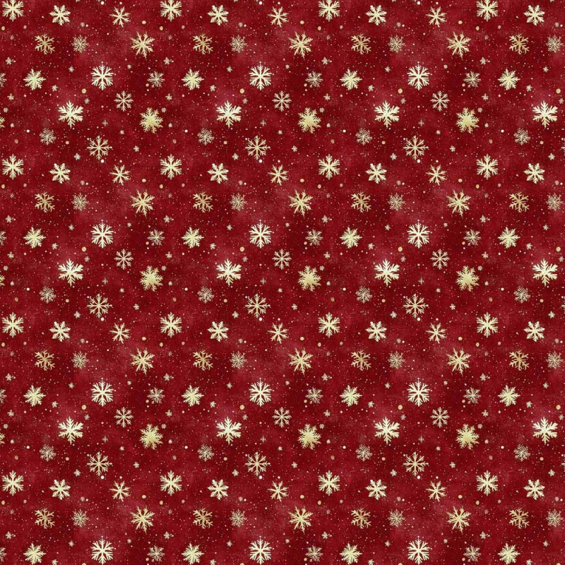 NT26 - TRICOL. COLEÇÃO NATAL CALICOS - FLOCOS FUNDO VERMELHO - 100% ALGODÃO A4463-001