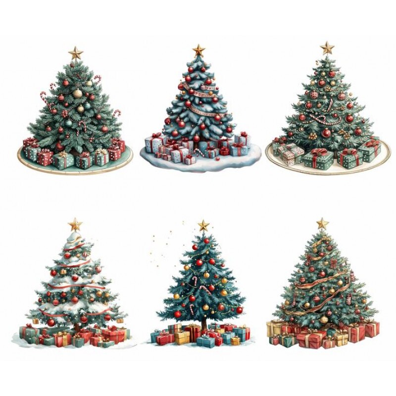 TRANSFER TEXTIL - PASSE E CRIE - 6 ÁRVORES DE NATAL